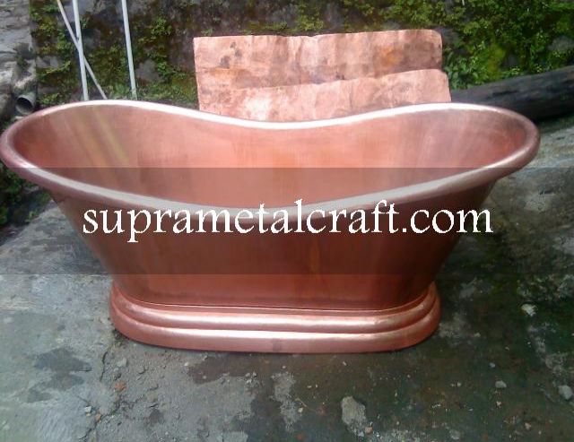 Bathtub tembaga dengan finishing polos. warna clear shine copper bathtub. double side bathtub tembaga