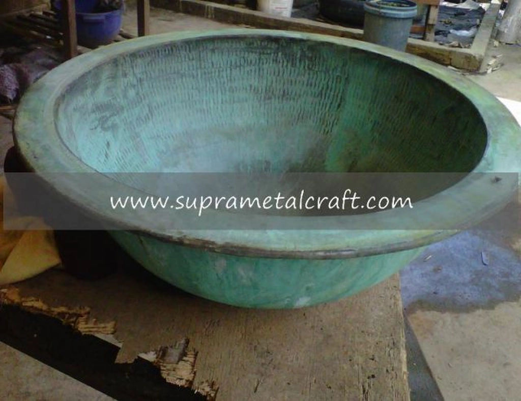 Wastafel single tembaga hijau-173